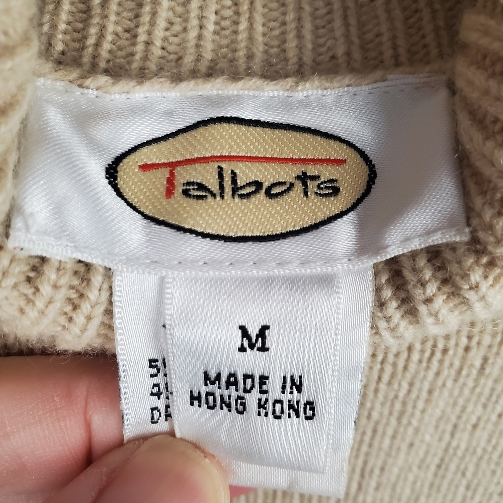 Talbots Cashmere & Silk Tan Turtleneck Sweater. Short Sleeve. MED. #232 - Picture 3 of 9
